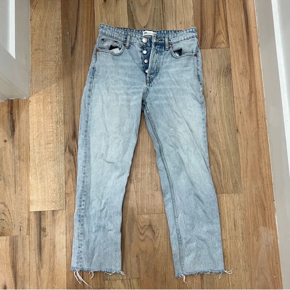Zara Light Blue Straight Leg Jeans